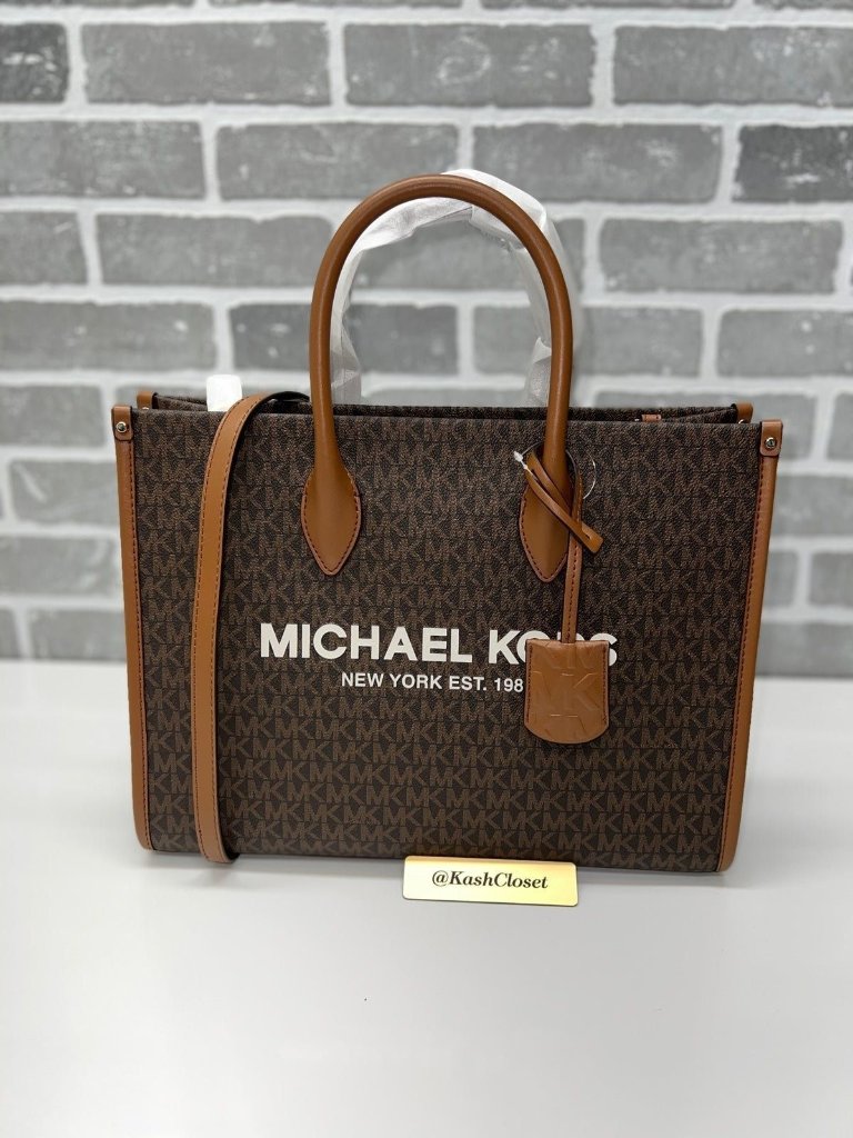 Michael Kors Mirella Tote Medium Tote Bag Mk Signature Purse Brown Multi